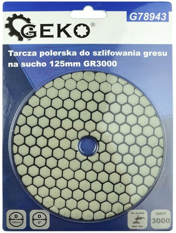 Geko Tarcza polerska do szlifowania gresu na sucho 125mm GR3000 (25/250)