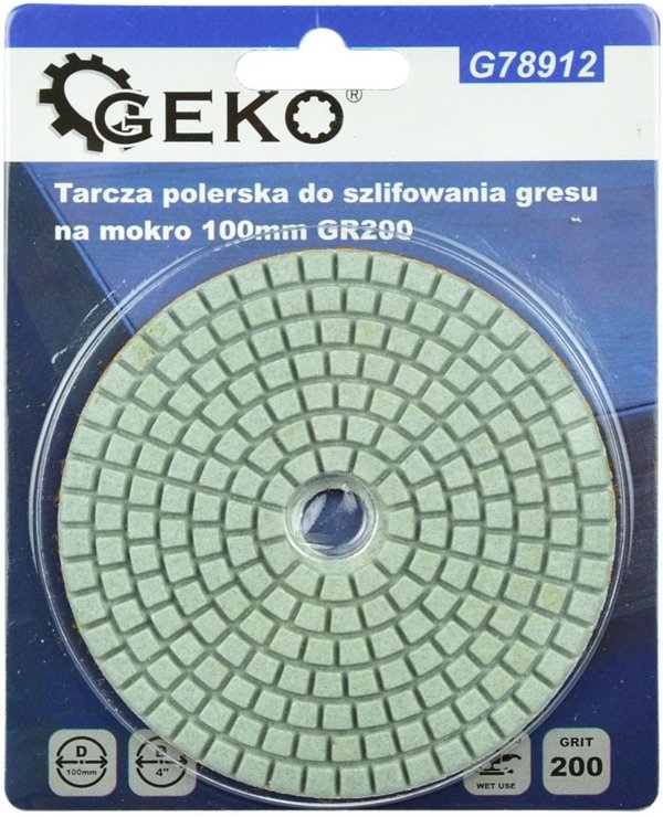 Geko Tarcza polerska do szlifowania gresu na mokro 100mm GR200 (5/250)