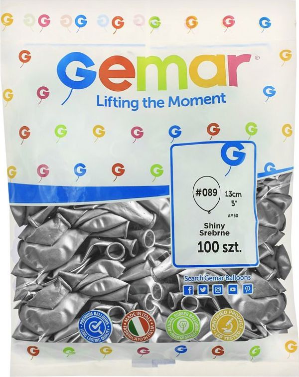 Μπαλόνια Gemar χρωμιωμένα Ασημί, AB50, 13 εκ., 100 τεμ.