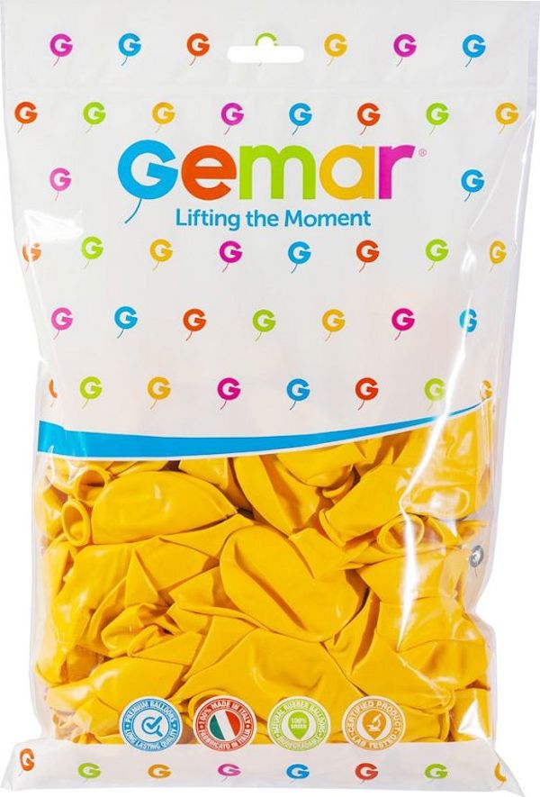 Gemar Παστέλ Μπαλόνια G110, Σκούρο Κίτρινο, 30 cm, 100 Τεμάχια