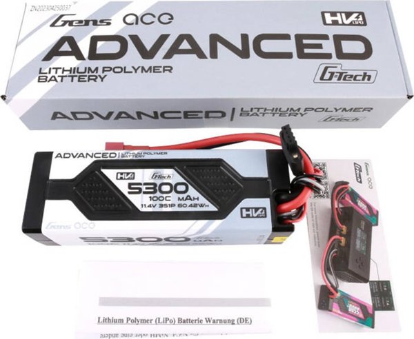 Gens Ace Μπαταρία Gens ace Advanced G-Tech 5300mAh 11.4V 3S1P 100C HV αυτοκινήτου Lipo Hardcase με σύνδεσμο Deans Plug