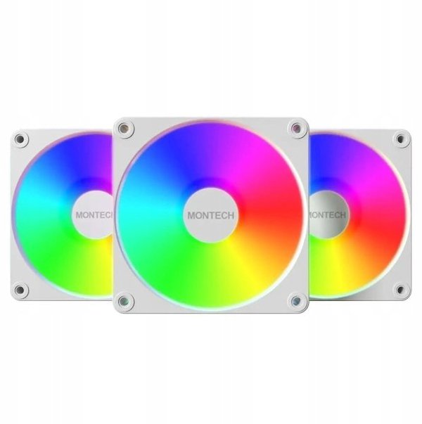Montech GF120R V2 ARGB Ανεμιστήρας PC 120mm - 3er Pack, Reverse, Λευκό
