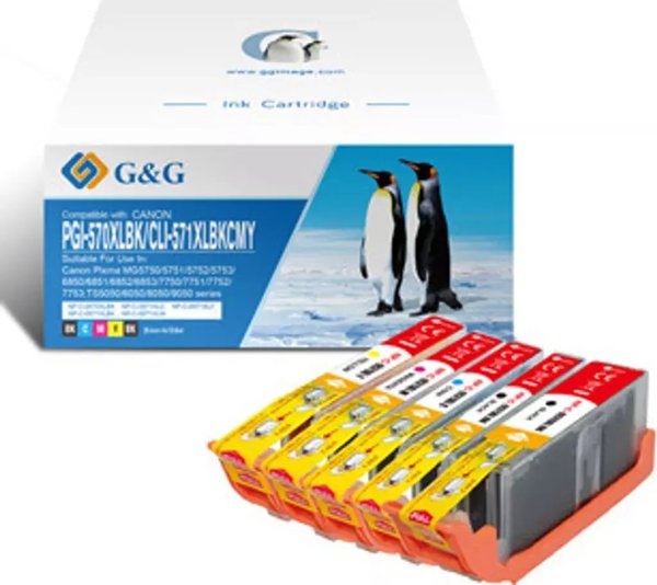 G&G συμβατό μελάνι / μελάνι με PGI-570XLBK/CLI-571BK/C/M/Y, NP-C-0570XLBK/571XLBKCMY, CMYK, 20,4ml + 10,8ml, ml