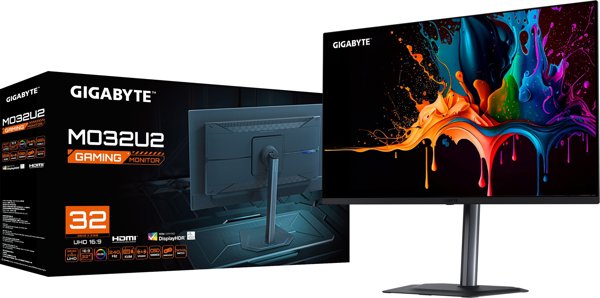 Gigabyte MO32U2 EK | 31.5 " | OLED | UHD | 240 Hz | 0.03 ms | 3840 x 2160 pixels | 250 cd/m² | HDMI ports quantity 2