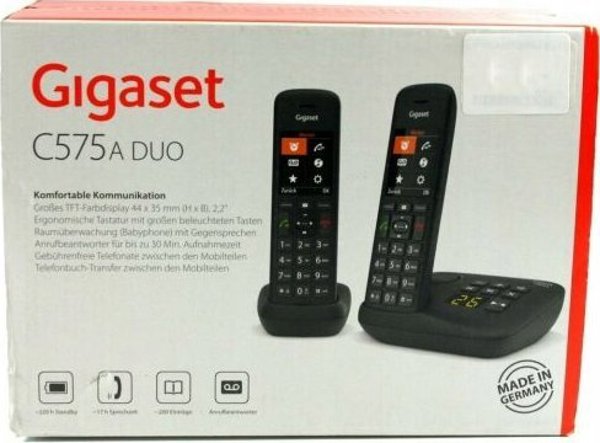Gigaset C575A Duo Αναλογικό Τηλέφωνο με Τηλεφωνητή, Μαύρο