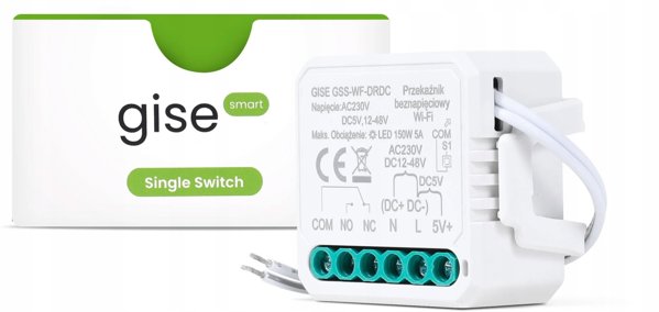 GISE Smart Ασύρματος Απλός Διακόπτης Ρελέ WiFi Χαμηλής Τάσης | Tuya | GSS-WF-DRDC