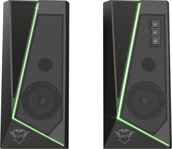 Trust GXT 609 Zoxa RGB Ηχεία Υπολογιστή 12W, Στερεοφωνικά, 6 Λειτουργίες Φωτισμού, Μαύρα