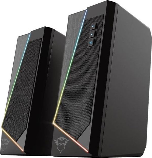 Trust GXT 609 Zoxa RGB Ηχεία Υπολογιστή 12W, Στερεοφωνικά, 6 Λειτουργίες Φωτισμού, Μαύρα