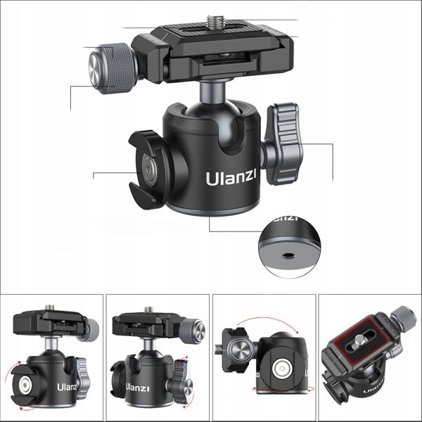 Ulanzi U-80L 3D Ball Head με Arca Swiss Quick Release και ISO Hot Shoe - Αλουμίνιο 360°