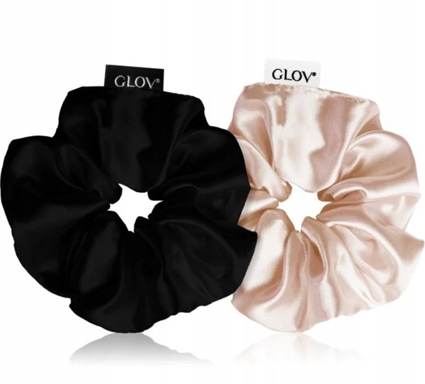 GLOV Satin Scrunchies σατέν λαστιχάκια μαλλιών M Champagne/Black 2τμχ