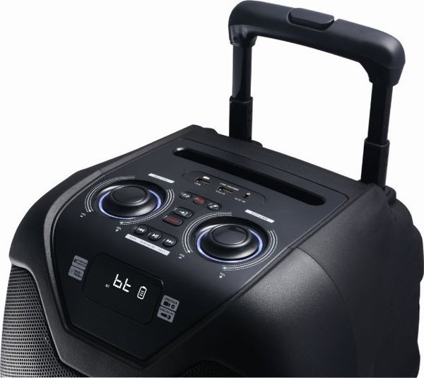 Akai ABTS-X10 Plus Φορητό Ηχείο Bluetooth με Ρόδες, Ασύρματο Μικρόφωνο & Τηλεχειριστήριο, Μαύρο