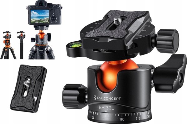 K&F Concept BH-36L Πανοραμική Κεφαλή Τριπόδου 3D, 16kg, Αλουμίνιο, Arca Swiss Type