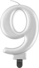 GoDan Κερί Γενεθλίων "9" ασημί 8cm