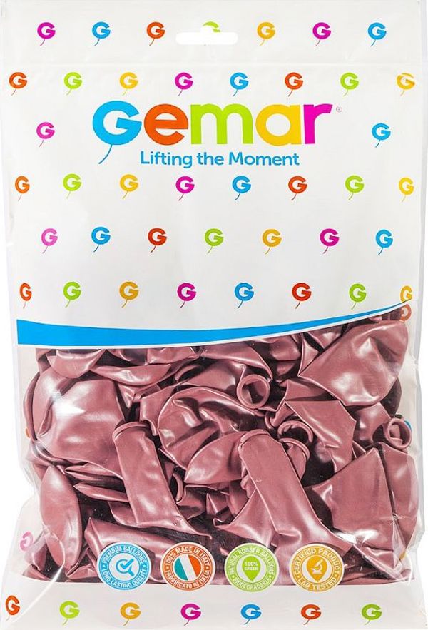 GoDan Μπαλόνια Μεταλλικά GEMAR Ροζ και Χρυσό 26cm, 100τμχ.