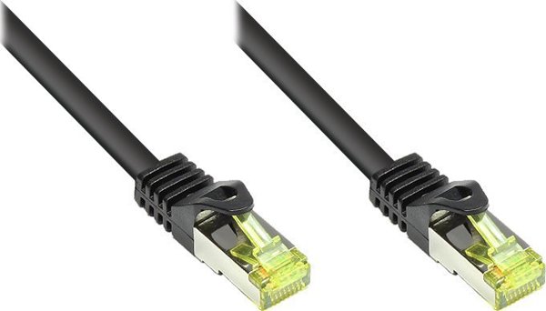 Good Connections RJ45 Patch Cable withCat.7 RohCable and Rastnasenschutz (RNS), S/FTP, PiMF, halogen free, 600MHz, OFC, black, 0,25m, Good Connections (8070R- 003S)