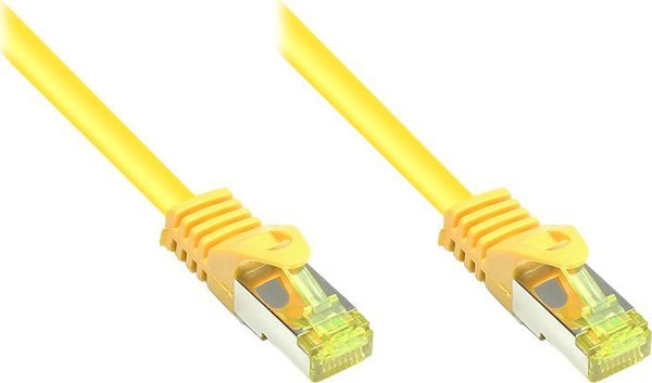 Good Connections RJ45 Patch Cable with Cat.7 Raw Cable and Snap-in Protector (RNS®), S / FTP, PiMF, Halogen Free, 600MHz, OFC, Yellow, 1m, Good Connections® (8070R-010Y)