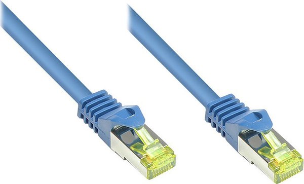 Good Connections RJ45 Patch Cable with Cat.7 Raw Cable and Snap-in Protection (RNS®), S / FTP, PiMF, Halogen Free, 600MHz, OFC, Blue, 1.5m, Good Connections® (8070R-015B)