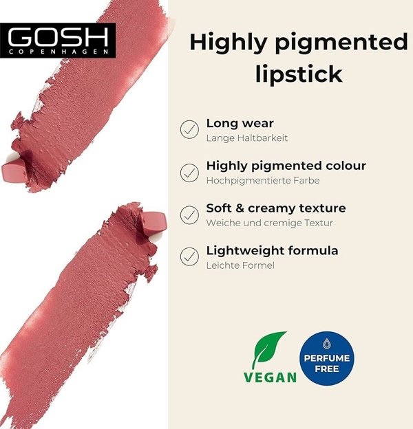 Gosh, Kiss Me!, Cream Lipstick, 003, Hot Kiss, 2 g For Women