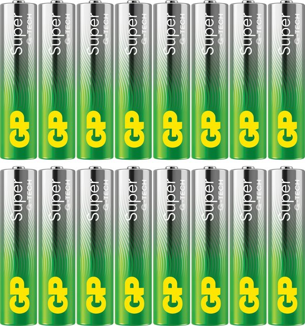 GP Batteries Super Alkaline GP24A, Single-use battery, AAA, Alkaline, 1.5 V, 16 pc(s), Cd (cadmium), Hg (mercury)