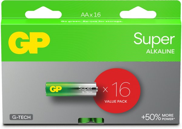GP Batteries Super Alkaline Μπαταρίες AA, 1.5V, 16 Τεμάχια