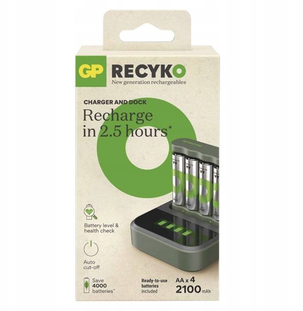 GP ReCyko Φορτιστής Μπαταριών B441 USB με Βάση D451 & 4 Μπαταρίες AA 2100 mAh
