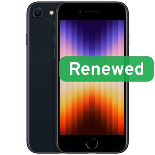 Apple iPhone SE (2022) Smartphone, 128GB, 5G, 4.7" Retina IPS, Midnight, Grade C, Apple Renew