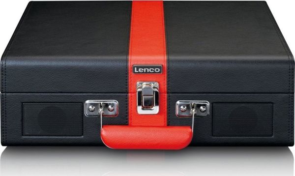 Lenco TT-110 Πικάπ Βαλιτσάκι με Bluetooth, Ενσωματωμένα Ηχεία & Επαναφορτιζόμενη Μπαταρία - Μαύρο/Κόκκινο
