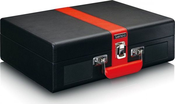 Lenco TT-110 Πικάπ Βαλιτσάκι με Bluetooth, Ενσωματωμένα Ηχεία & Επαναφορτιζόμενη Μπαταρία - Μαύρο/Κόκκινο