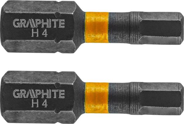 GRAPHITE Μύτη κατσαβιδιού (Κρουστικά μύτες HEX4 x 25 mm, 2 τεμ.)