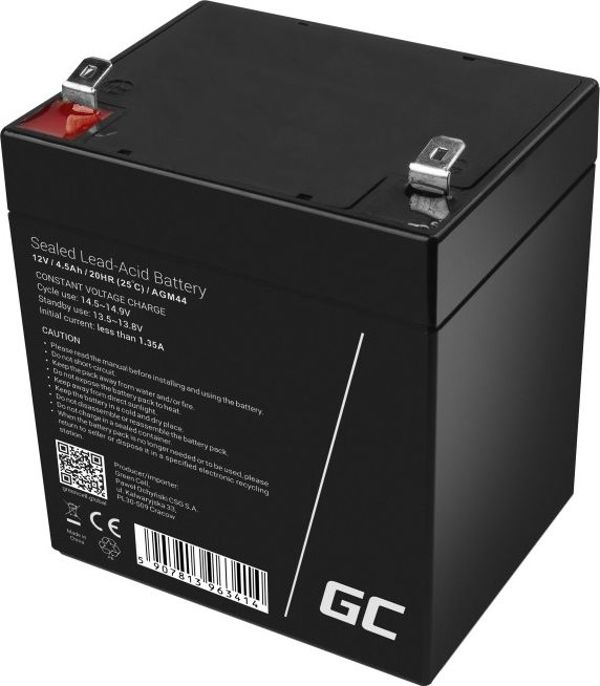 Green Cell Μπαταρία AGM 12V 4.5Ah (AGM44) - Επαναφορτιζόμενη Μπαταρία Gel 9cm