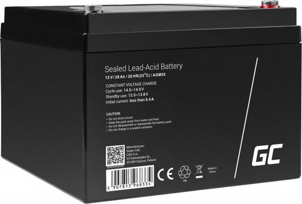 Green Cell Μπαταρία AGM VRLA 12V 28Ah - Επαναφορτιζόμενος Συσσωρευτής Υψηλής Απόδοσης