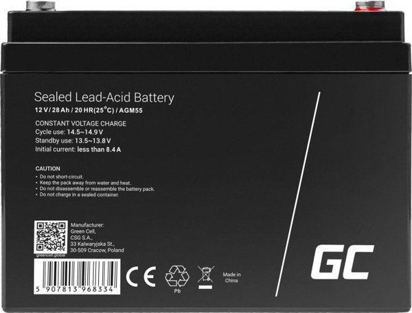 Green Cell Μπαταρία AGM VRLA 12V 28Ah - Επαναφορτιζόμενος Συσσωρευτής Υψηλής Απόδοσης