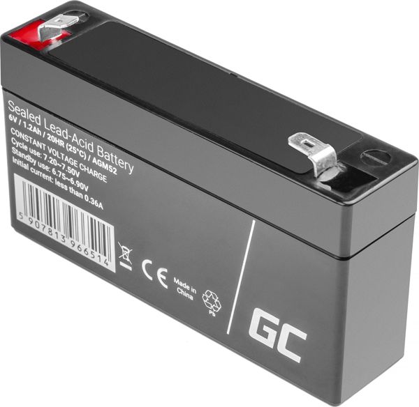 Green Cell Μπαταρία AGM 6V/1.2Ah (AGM52) - Επαναφορτιζόμενη Μπαταρία Μολύβδου