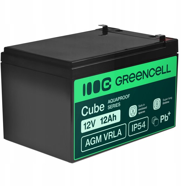 Μπαταρία Green Cell AGM VRLA 12V 12Ah, Επαναφορτιζόμενη για Ταμειακές Μηχανές & Παιχνίδια, 152x99x100mm