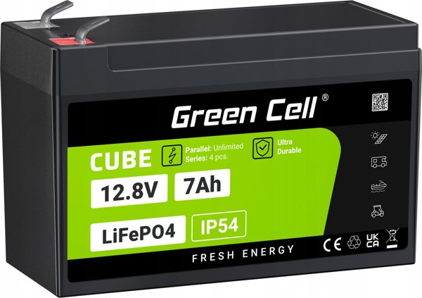Green Cell CUBE Μπαταρία LiFePO4 7Ah 12.8V 89.6Wh (λιθιο-σιδηρο-φωσφορική) για UPS και Monitoring