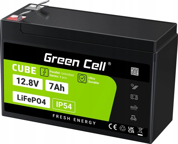 Green Cell CUBE Μπαταρία LiFePO4 7Ah 12.8V 89.6Wh (λιθιο-σιδηρο-φωσφορική) για UPS και Monitoring