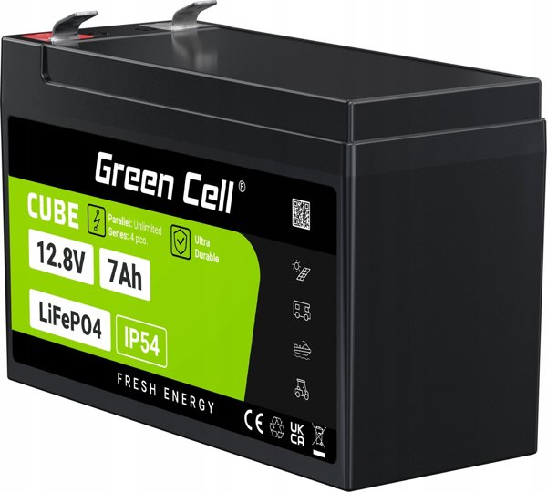 Green Cell CUBE Μπαταρία LiFePO4 7Ah 12.8V 89.6Wh (λιθιο-σιδηρο-φωσφορική) για UPS και Monitoring