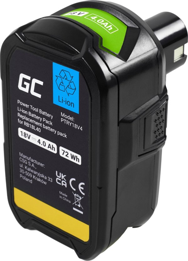 Green Cell Μπαταρία Green Cell για ηλεκτρικά εργαλεία Ryobi ONE+ 18V 4Ah, εναλλακτική μπαταρία RB18L40