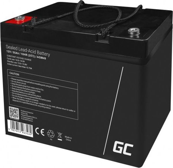 Μπαταρία Green Cell AGM 12V 55Ah (AGM49) - Επαναφορτιζόμενη Μπαταρία 12V 55Ah 20.5x13.2cm 16kg