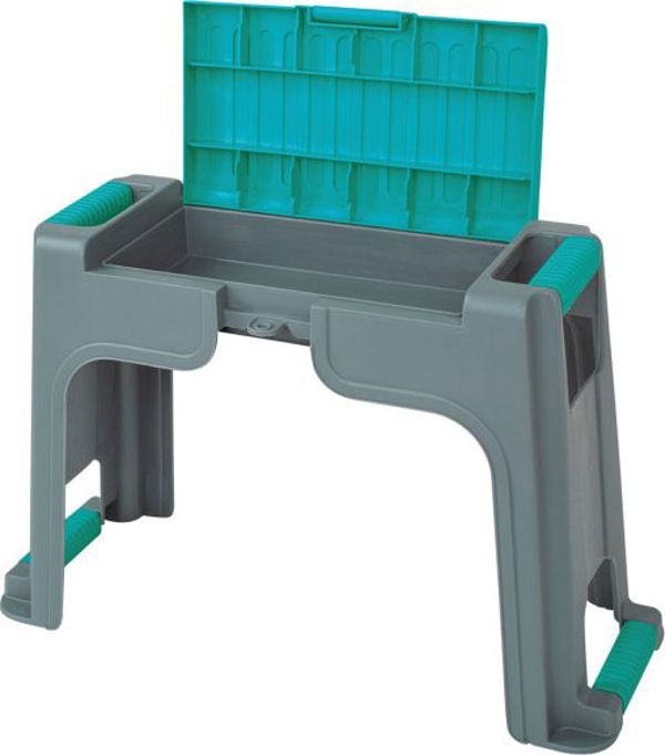 Greenmill GR6994 Σκαμπό Κήπου και Επιγονατίδα με Θήκη Αποθήκευσης Αξεσουάρ, Πλαστικό, 80kg