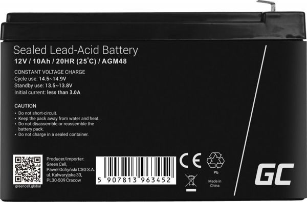 Green Cell Μπαταρία AGM 12V 10Ah (AGM48) - Επαναφορτιζόμενη Μπαταρία Gel