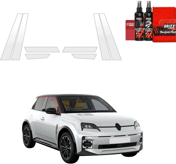 GrizzGlass Bezbarwna folia ochronna BodyShield na słupki do Renault R5 (2024-2026) [8w1] (GRZ19949)