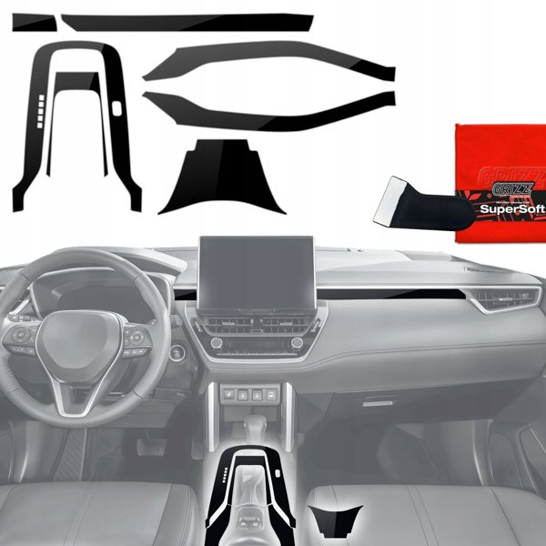 GrizzGlass PianoSkin Glossy Μεμβράνη Προστασίας Εσωτερικού για Toyota Corolla Cross (2019-2025) [7w1]