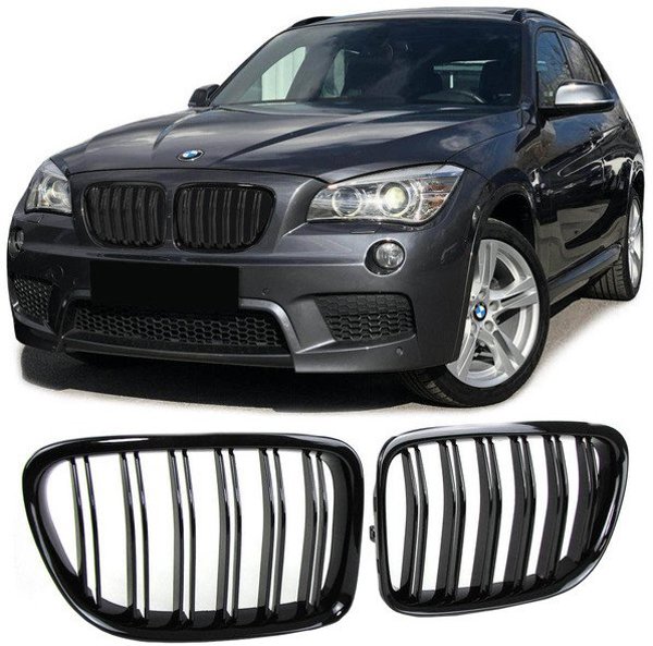 MTuning Γρίλιες BMW X1 E84 Διπλές Gloss Black (Σετ)