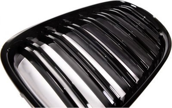MTuning Αθλητική Μάσκα BMW 7 Series F01 F02 F03 F04 2008-2012, Διπλές Ραβδώσεις, Gloss Black