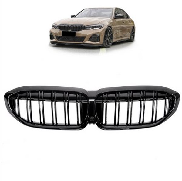 Γρίλια BMW 3 G20 G21 διπλά μπάρες Gloss Black