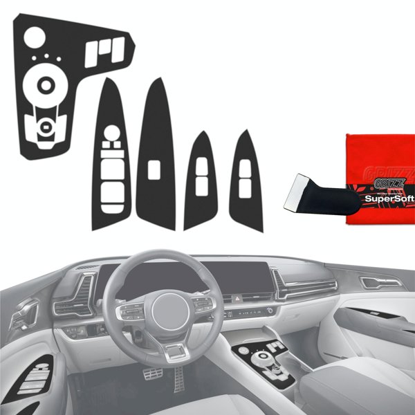 GrizzGlass Folia do wnętrza PianoSkin Black Matte do Kia Sportage 5 Keyless Podgrzewane siedzenia (2021-2024) [9w1] (GRZ22753)