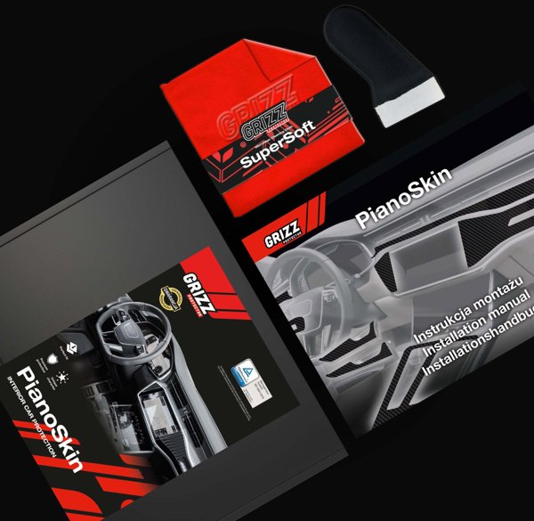 GrizzGlass Folia do wnętrza PianoSkin Black Matte do Kia Sportage 5 Keyless Podgrzewane siedzenia (2021-2024) [9w1] (GRZ22753)