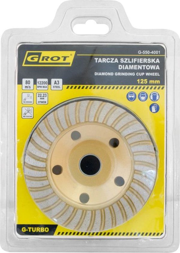 Διαμαντένιος Δίσκος Λείανσης Grot G-Turbo, 125mm, για Σκυρόδεμα και Πέτρα, Υγρή και Ξηρή Κοπή