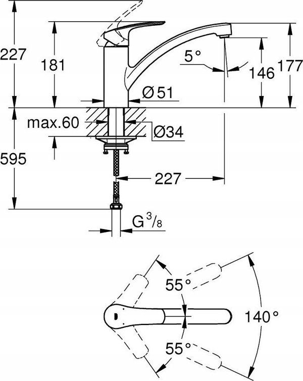 Grohe jednouchwytowa bateria do zlewozmywaka matowa czarna DN 15 332812433